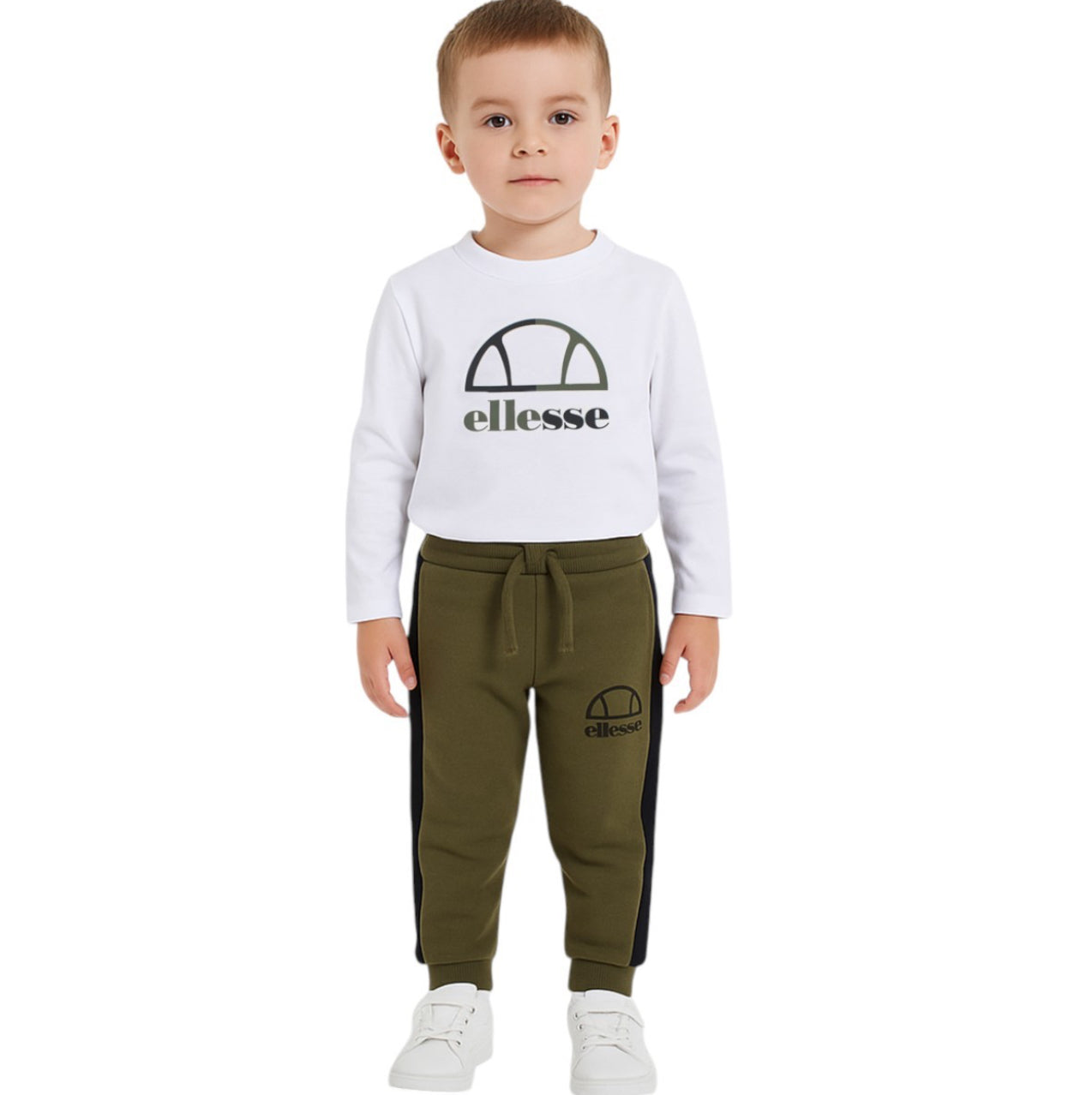 Ellesse trainingsbroek + T-shirt lange mouwen kaki