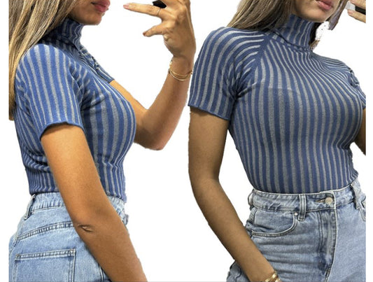 T-shirt blauw gestreept